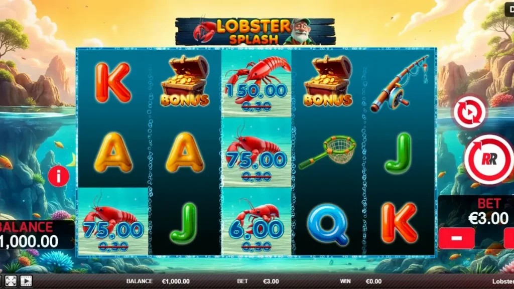 Tampilan visual slot Lobster Splash dengan tema bawah laut